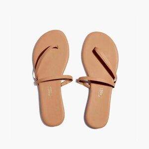 TKEES Sarit Leather Sandal in Nude/Pout with Slip On Strap, Size 8 / 39